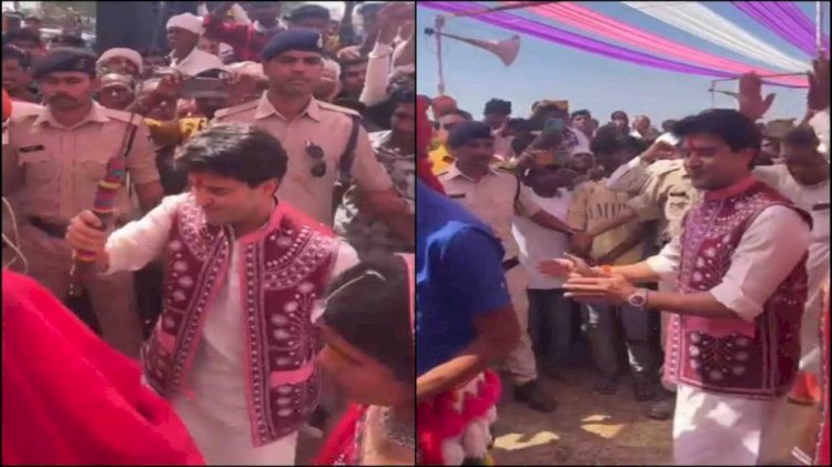 नए अंदाज में दिखे ज्योतिरादित्य सिंधिया, आदिवासियों के साथ जमकर किया डांस